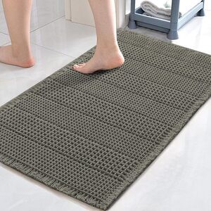 H.VERSAILTEX Upgraded Waffle Bath Mat Super Absorbent 24" x 36", Smokey Olive
